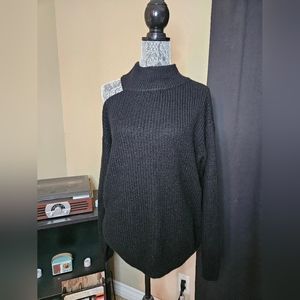Cold shoulder mock Neck sweater